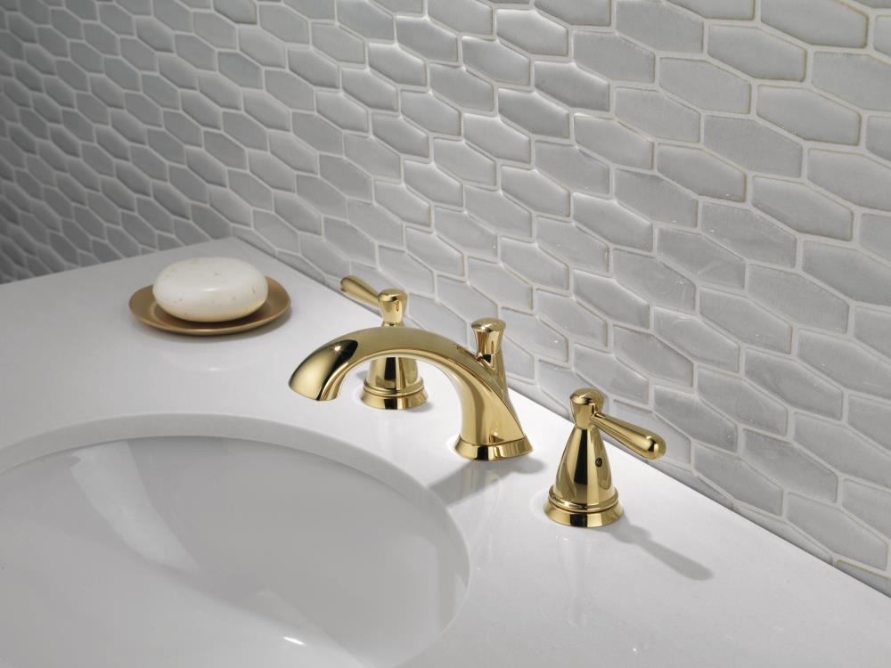 Delta Bayside Polished Brass 2-Handle Widespread WaterSense Bathroom Sink Faucet with Drain