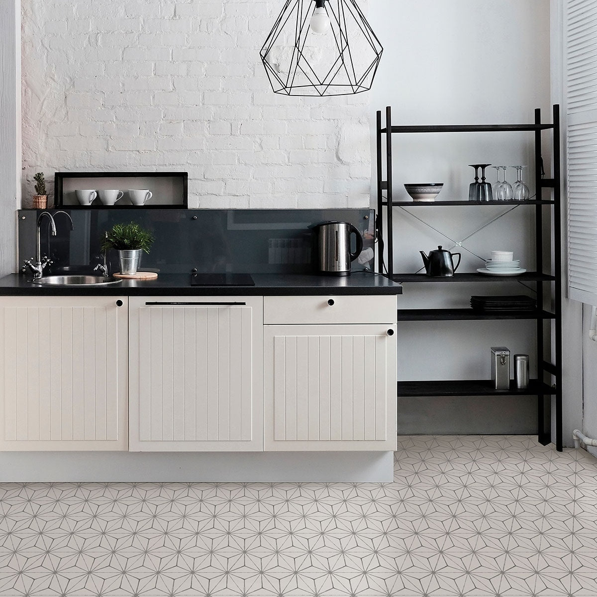 FloorPops White 2.76-mil x 12-in W x 12-in L Water Resistant Peel and Stick Vinyl Tile Flooring