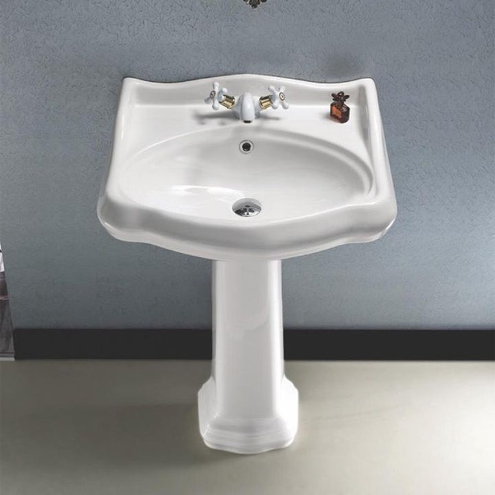 Nameeks Traditional Pedestal Sink in White