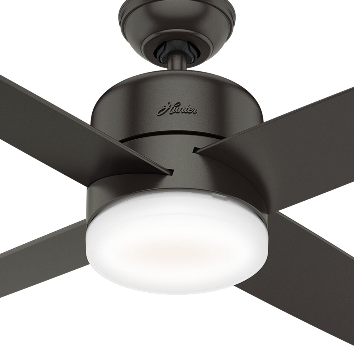Hunter Advocate 54-in Noble Bronze Indoor Smart Ceiling Fan with Integrated LED Light, Wi‑Fi/DC Motor, Remote (4-Blade)