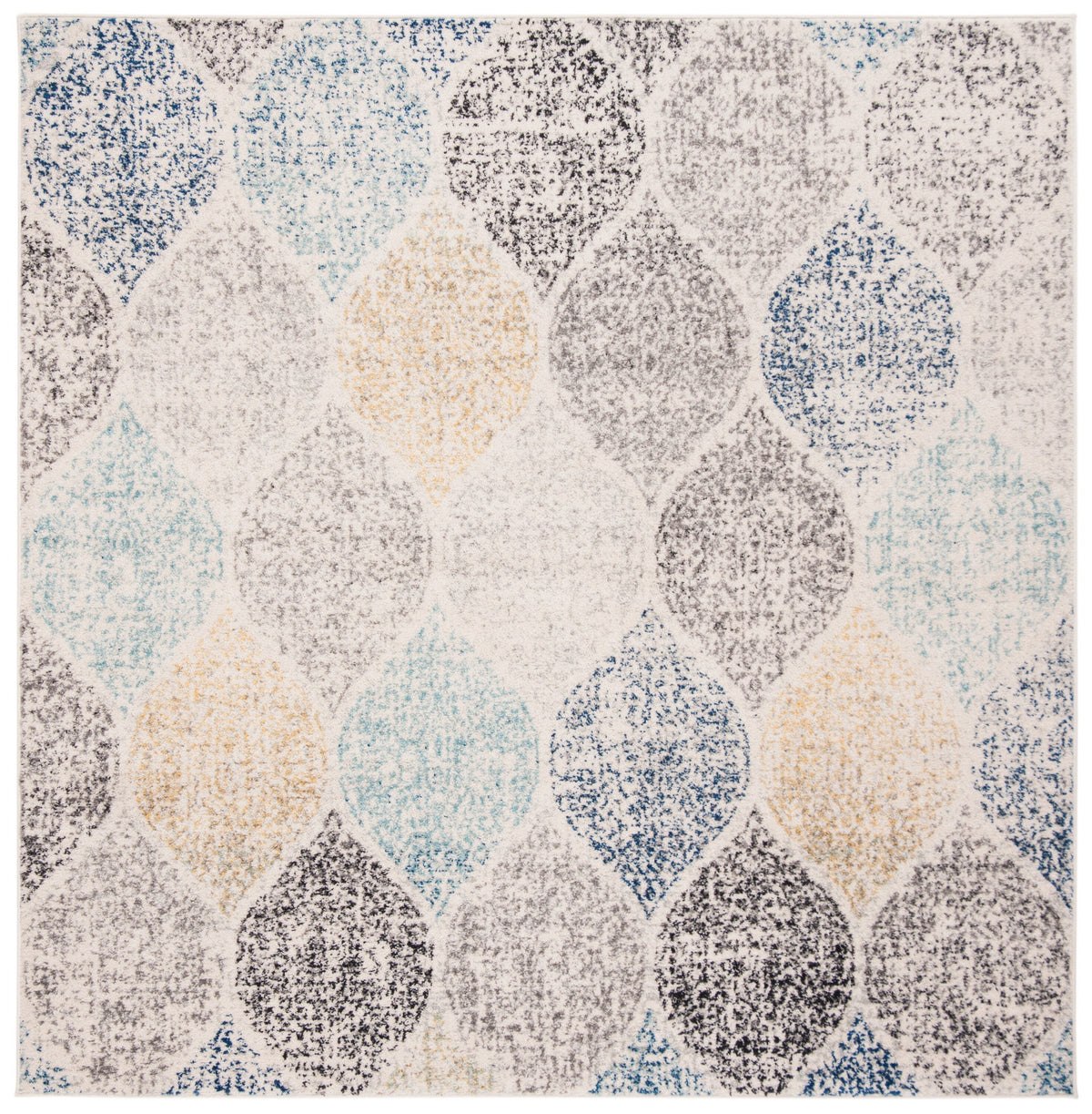 Safavieh Madison Westmont 7 x 7 Ivory/Blue Square Indoor Trellis Vintage Area Rug