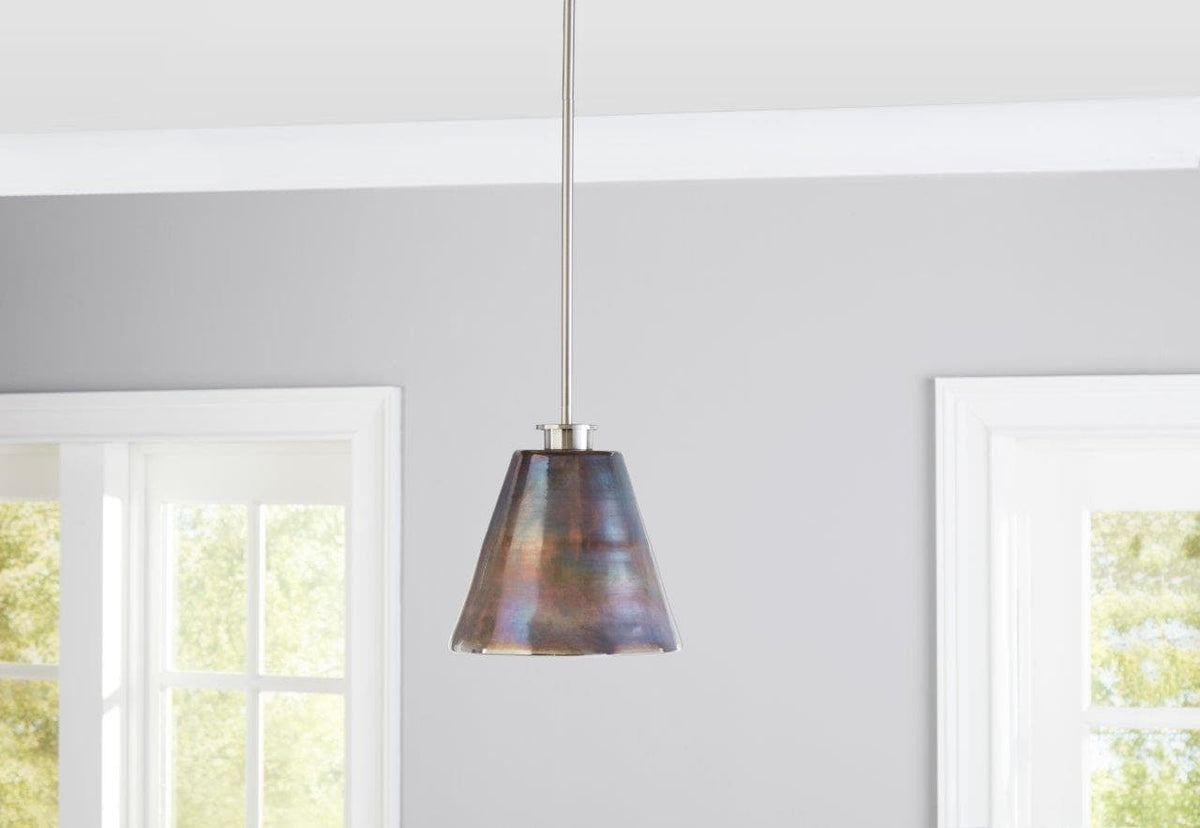 Portfolio Brushed Nickel Transitional Cylinder Pendant Light