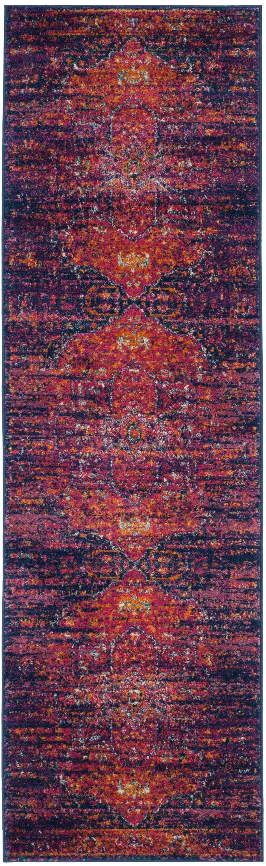 Safavieh Evoke Livia 2 x 9 Blue/Fuchsia Indoor Distressed/Overdyed Vintage Runner