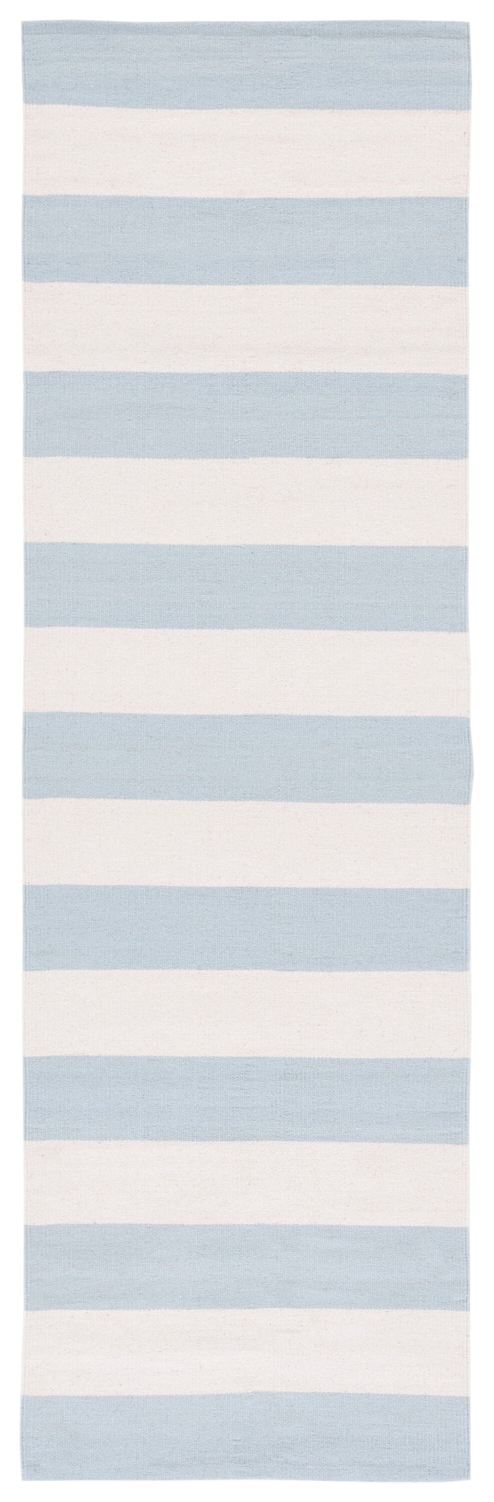 Safavieh Montauk Maslin 2 x 12 Sky Blue/Ivory Indoor Stripe Coastal Handcrafted Runner