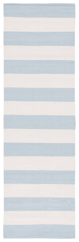 Safavieh Montauk Maslin 2 x 12 Sky Blue/Ivory Indoor Stripe Coastal Handcrafted Runner