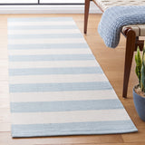 Safavieh Montauk Maslin 2 x 12 Sky Blue/Ivory Indoor Stripe Coastal Handcrafted Runner
