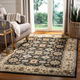 Safavieh Lyndhurst Samadan 7 x 7 Black/Creme Square Indoor Floral/Botanical Oriental Area Rug