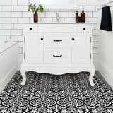 FloorPops Black and White 2.76-mil x 12-in W x 12-in L Water Resistant Peel and Stick Vinyl Tile Flooring