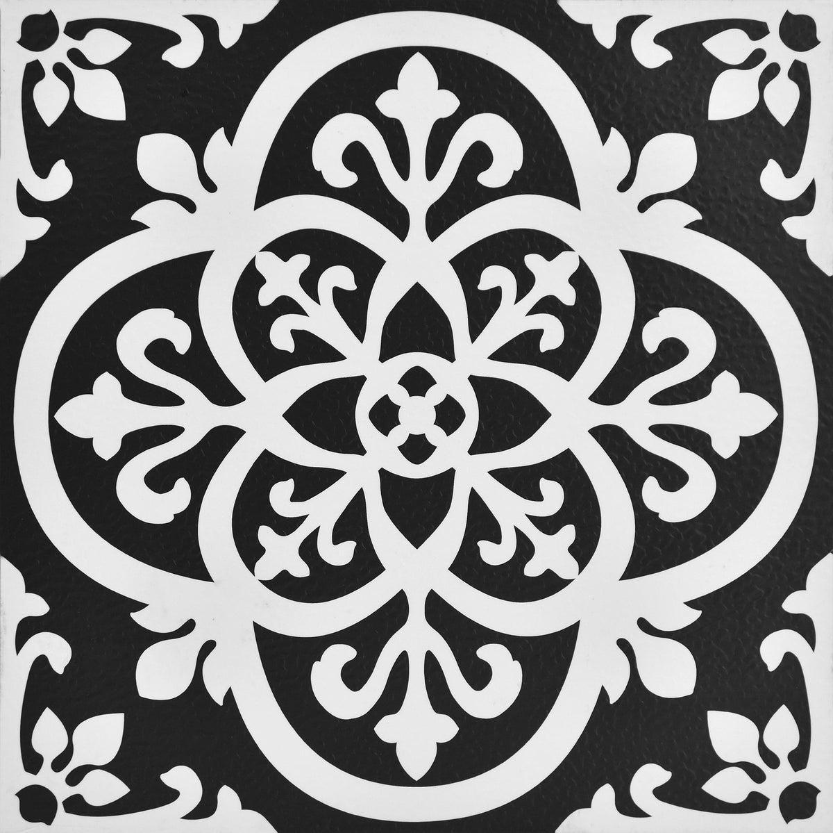 FloorPops Black and White 2.76-mil x 12-in W x 12-in L Water Resistant Peel and Stick Vinyl Tile Flooring