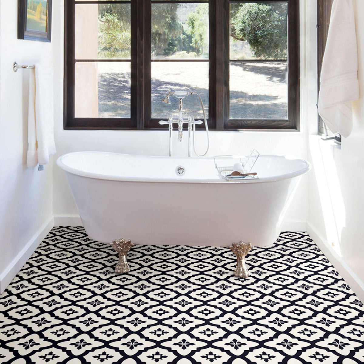 FloorPops Black 12-in x 12-in Water Resistant Peel and Stick Vinyl Tile Flooring, 20-sq ft Carton