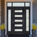 Steves & Sons Regency Modern Customizable Fiberglass Door Collection – Prehung Single with Two Sidelites & Transom