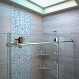 DreamLine Enigma-X 32 1/2 in. D x 48 3/8 in. W x 76 in. H Frameless Corner Sliding Shower Enclosure, Brushed Stainless Steel