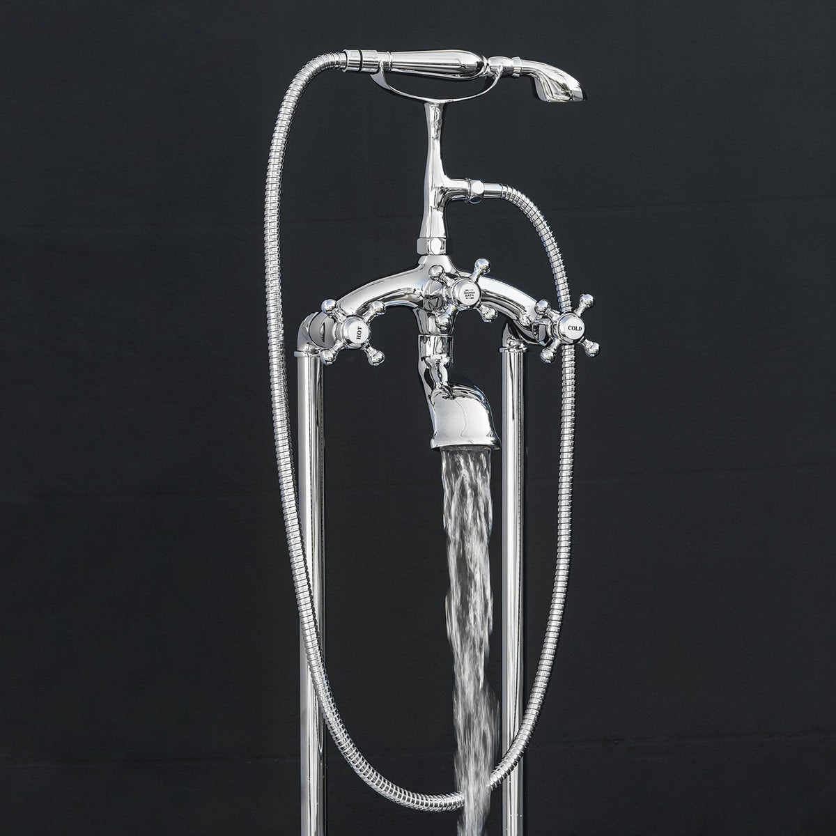 AKDY 40-in Chrome 3-Handle Freestanding Bathtub Faucet with Hand Shower