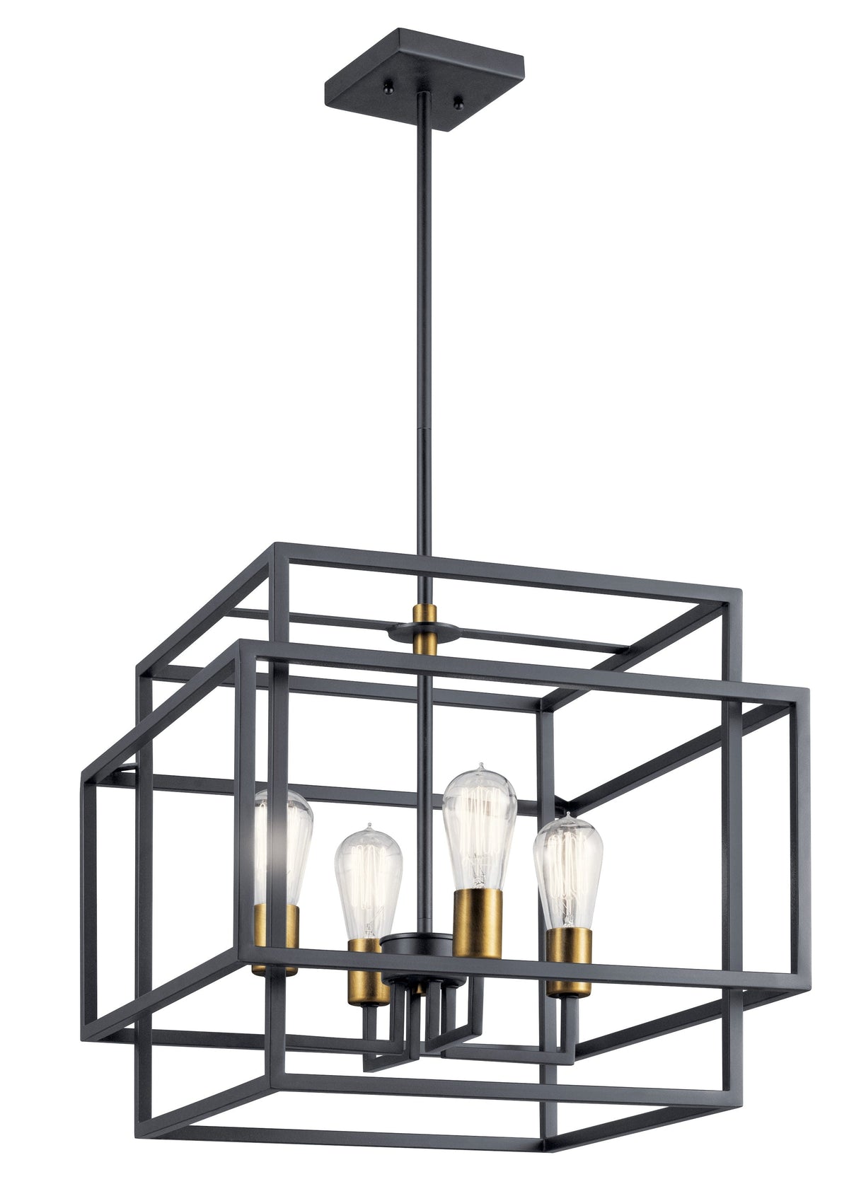 Kichler Taubert 4-Light Black Mid-century Geometric Medium Hanging Pendant Light