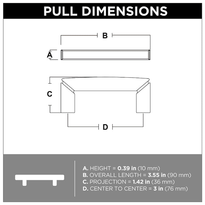 Brainerd Carved Corner 3-in (76mm) Center to Center Matte Black Rectangular Handle Drawer Pull