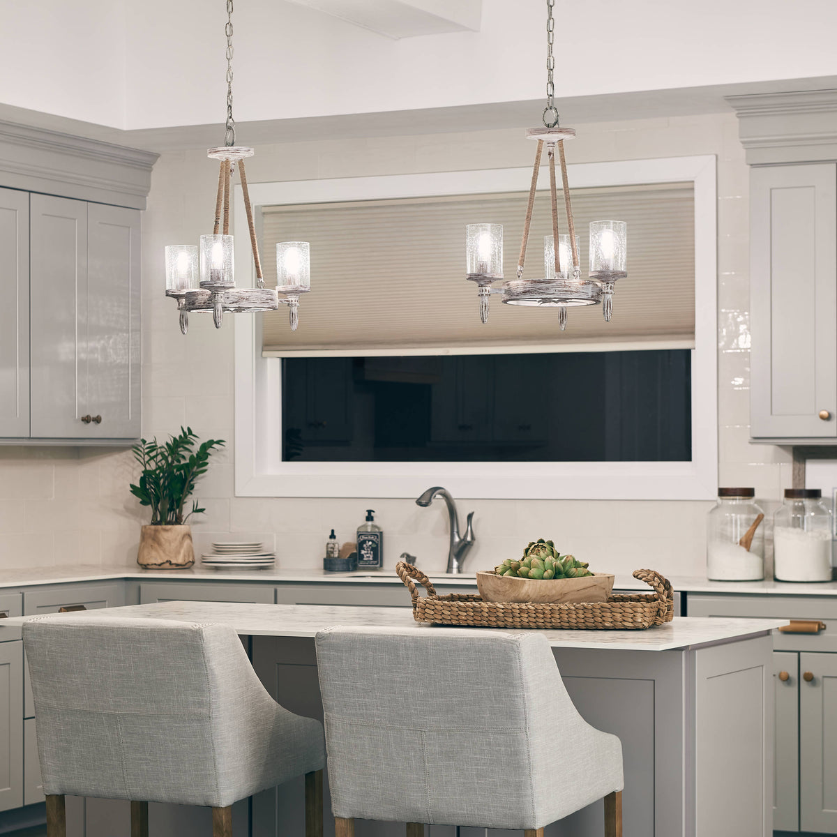 Kichler Minnow 3-Light Distressed White Coastal Chandelier