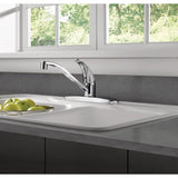 Peerless Chrome 1-Handle Deck-Mount Low-Arc Handle Kitchen Faucet (Deck Plate Included)