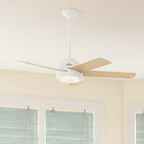 Hunter Romulus 54-in Fresh White Indoor Smart Ceiling Fan with Integrated LED Light and Remote (5-Blade)