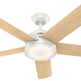Hunter Romulus 54-in Fresh White Indoor Smart Ceiling Fan with Integrated LED Light and Remote (5-Blade)