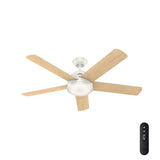 Hunter Romulus 54-in Fresh White Indoor Smart Ceiling Fan with Integrated LED Light and Remote (5-Blade)