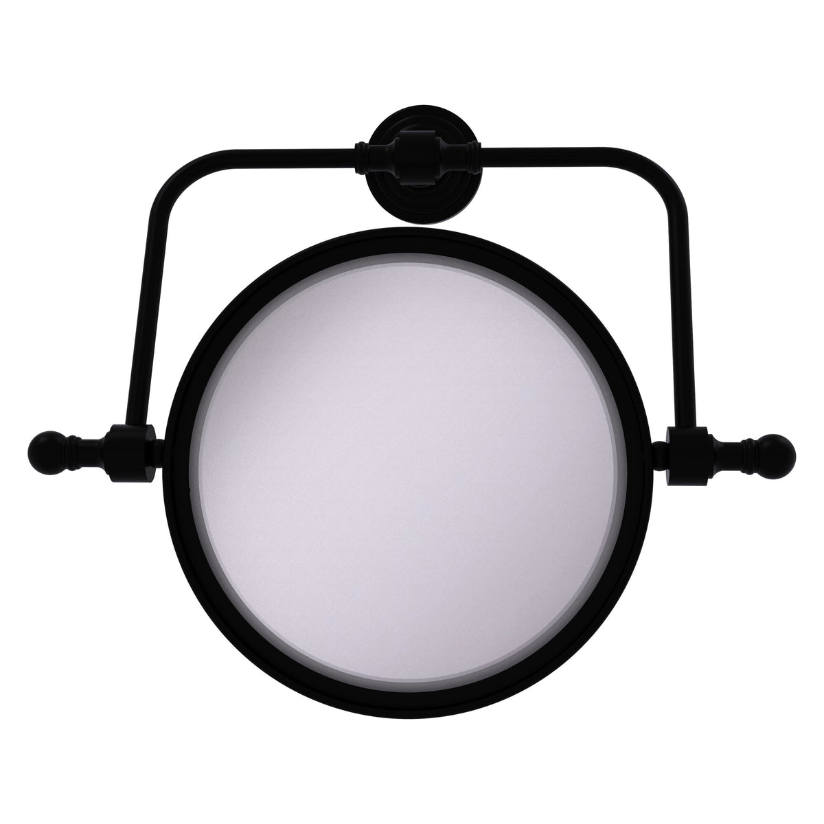 Allied Brass Retro Wave 7-in x 8-in Matte Black Double-Sided 3X Magnifying Wall-Mounted Vanity Mirror