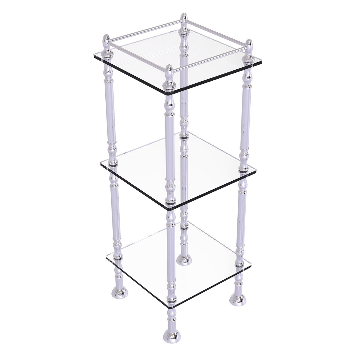 Allied Brass Three Tier Etagere with 14-in x 14-in Shelves in Polished Chrome