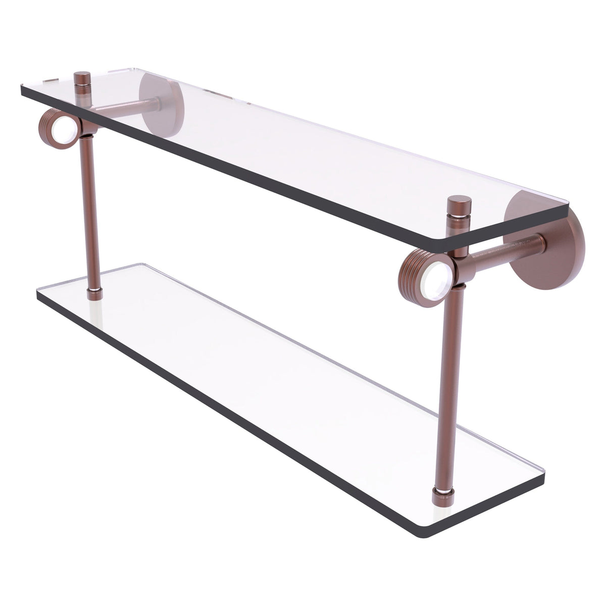 Allied Brass Clearview Antique Copper 2-Tier Brass Wall Mount Bathroom Shelf, 16 x 9.2 x 5 in.
