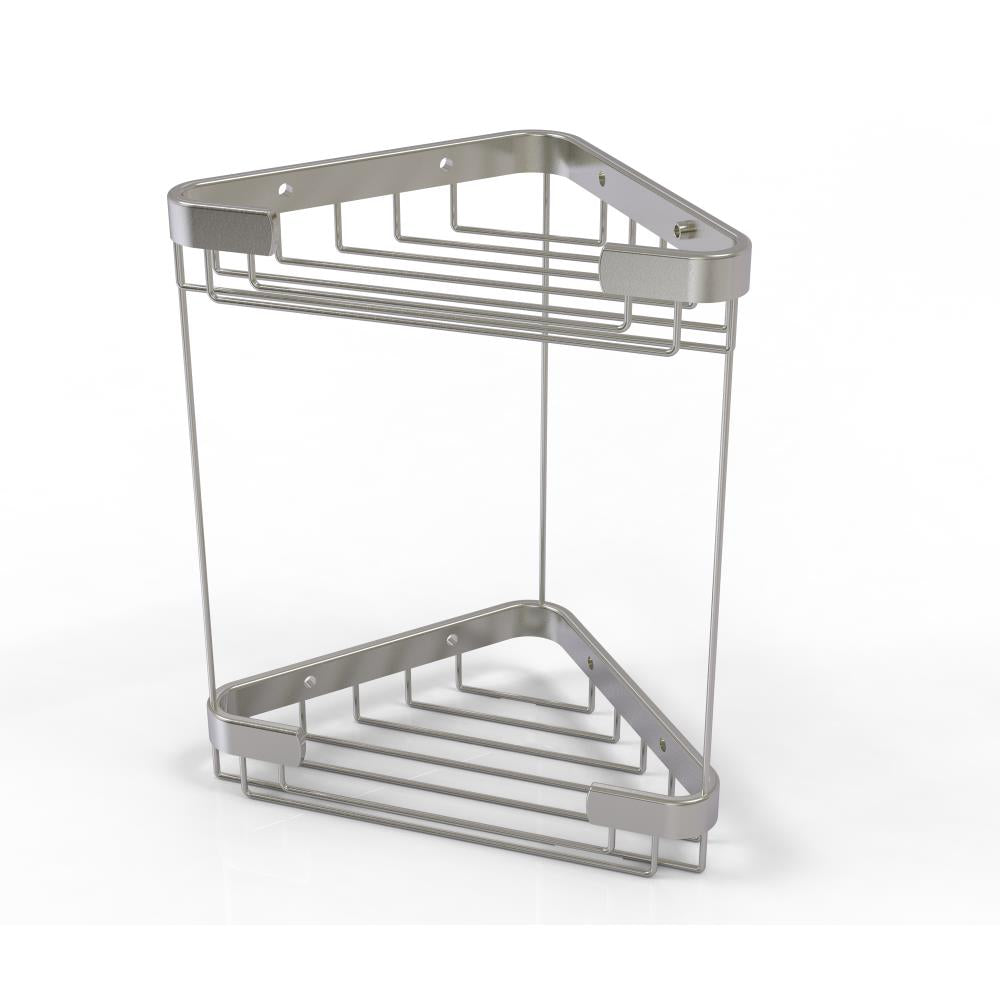 Allied Brass Double Tier Corner Shower Basket in Satin Nickel