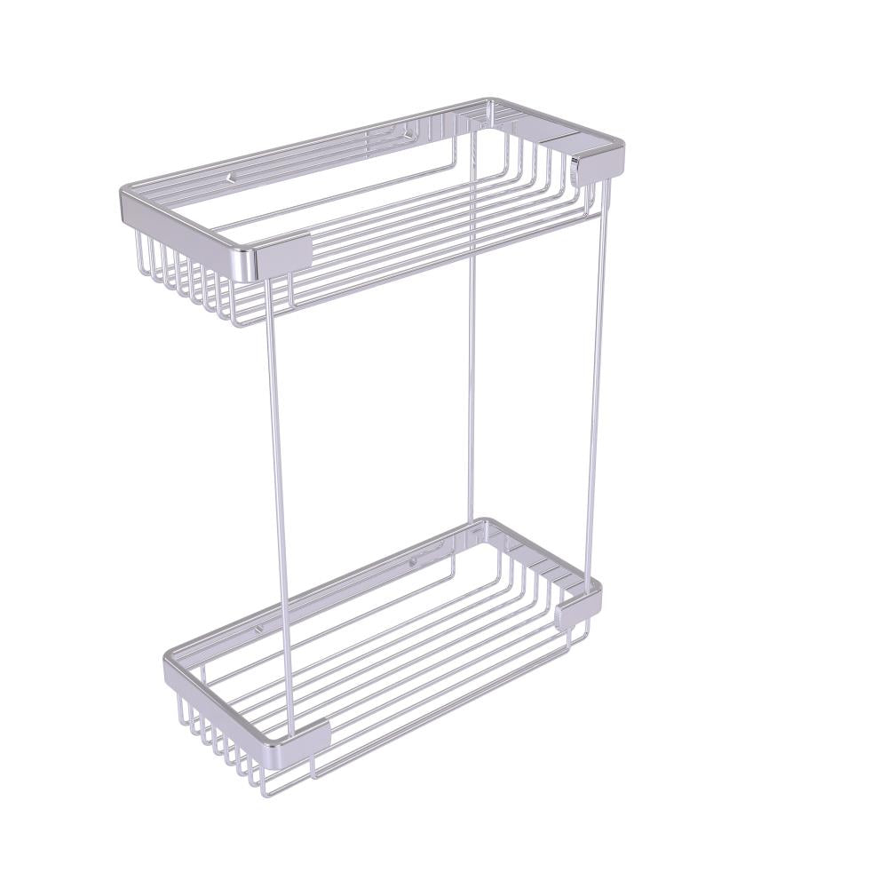 Allied Brass Double Tier Rectangular Toiletry Shower Basket in Polished Chrome