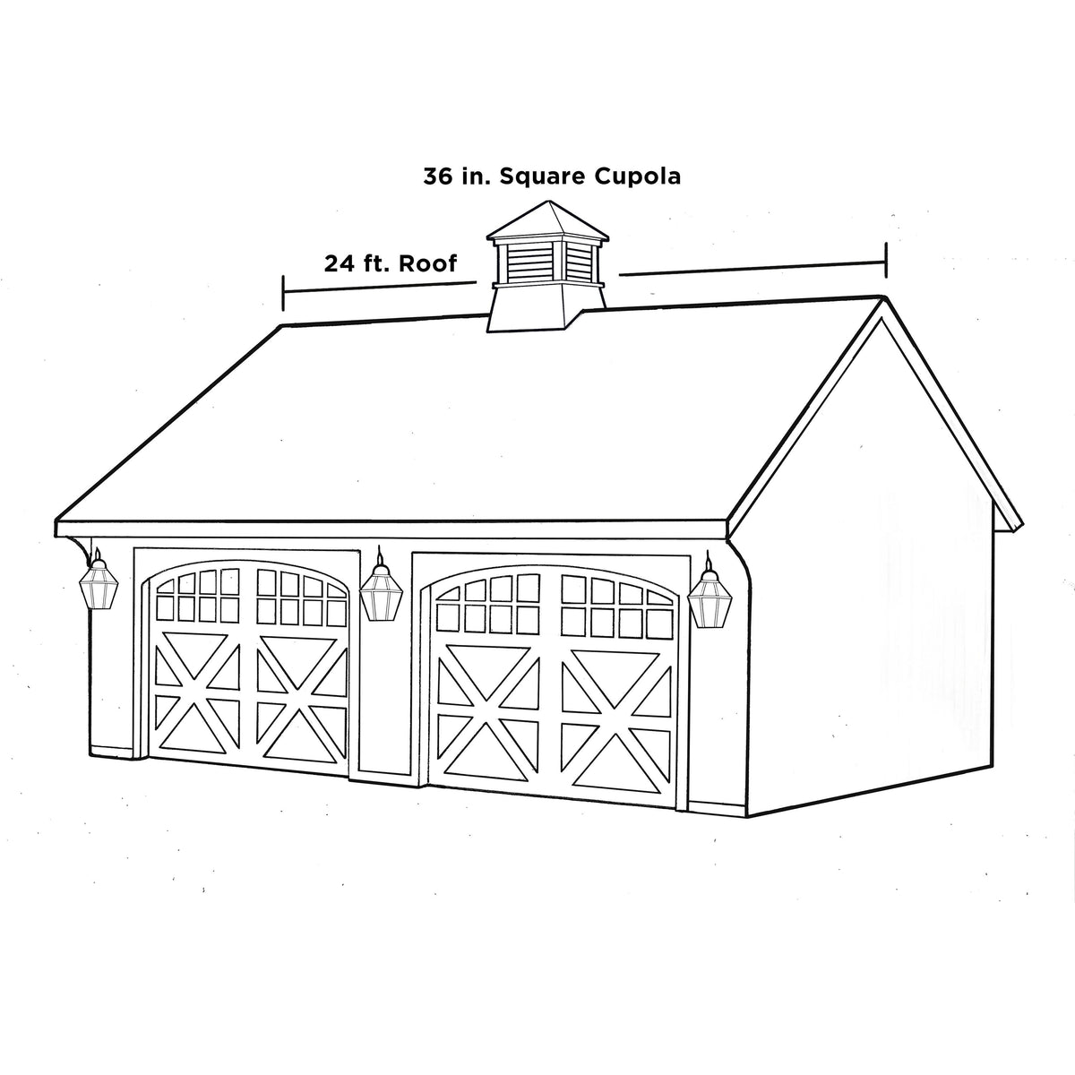 Good Directions Coventry Vinyl Cupola with Black Aluminum Pagoda Roof, 36 in. x 49 in.