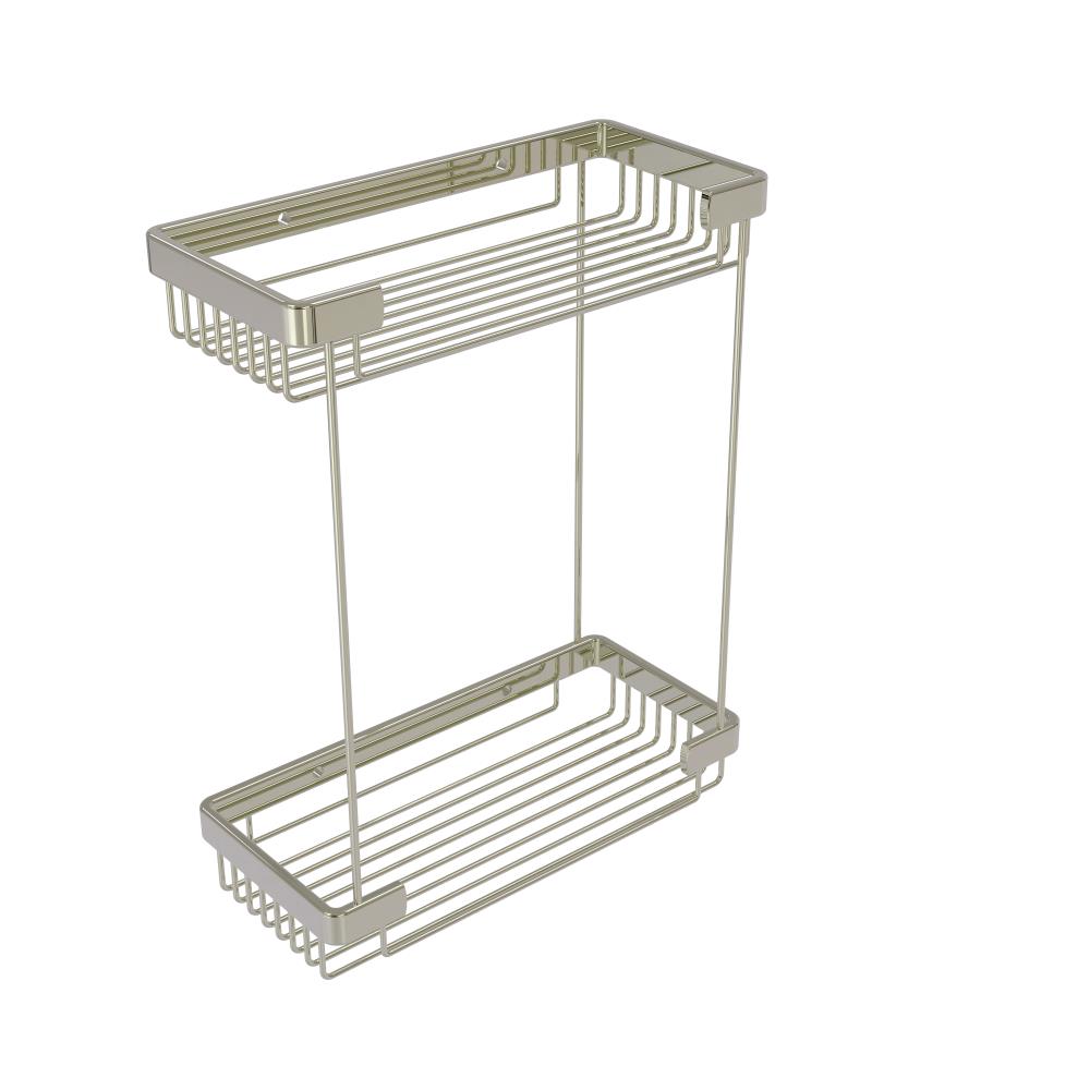 Allied Brass Double Tier Rectangular Toiletry Shower Basket in Polished Nickel