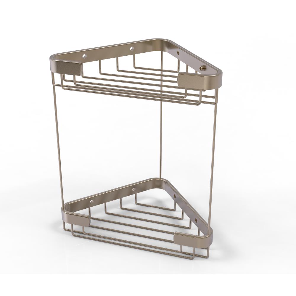 Allied Brass Double Tier Corner Shower Basket in Antique Pewter