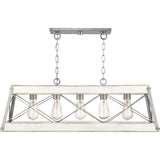 Progress Lighting Bradberry 5-Light Antique White and Galvanized Farmhouse Linear Large Hanging Kitchen Island Light