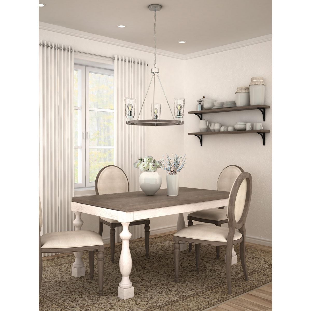 Progress Lighting Tiana 3-Light Brushed Nickel Coastal Chandelier
