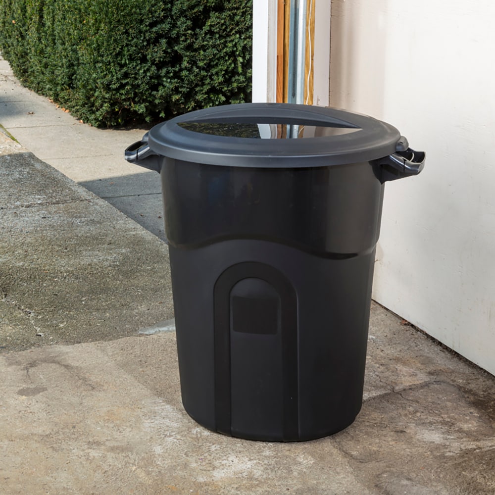 Blue Hawk 20-Gallon Black Plastic Trash Can with Lid
