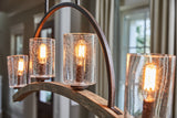 Quoizel Arley 4-Light Rustic Black and Faux Weathered Wood Farmhouse Chandelier, 32-in Linear
