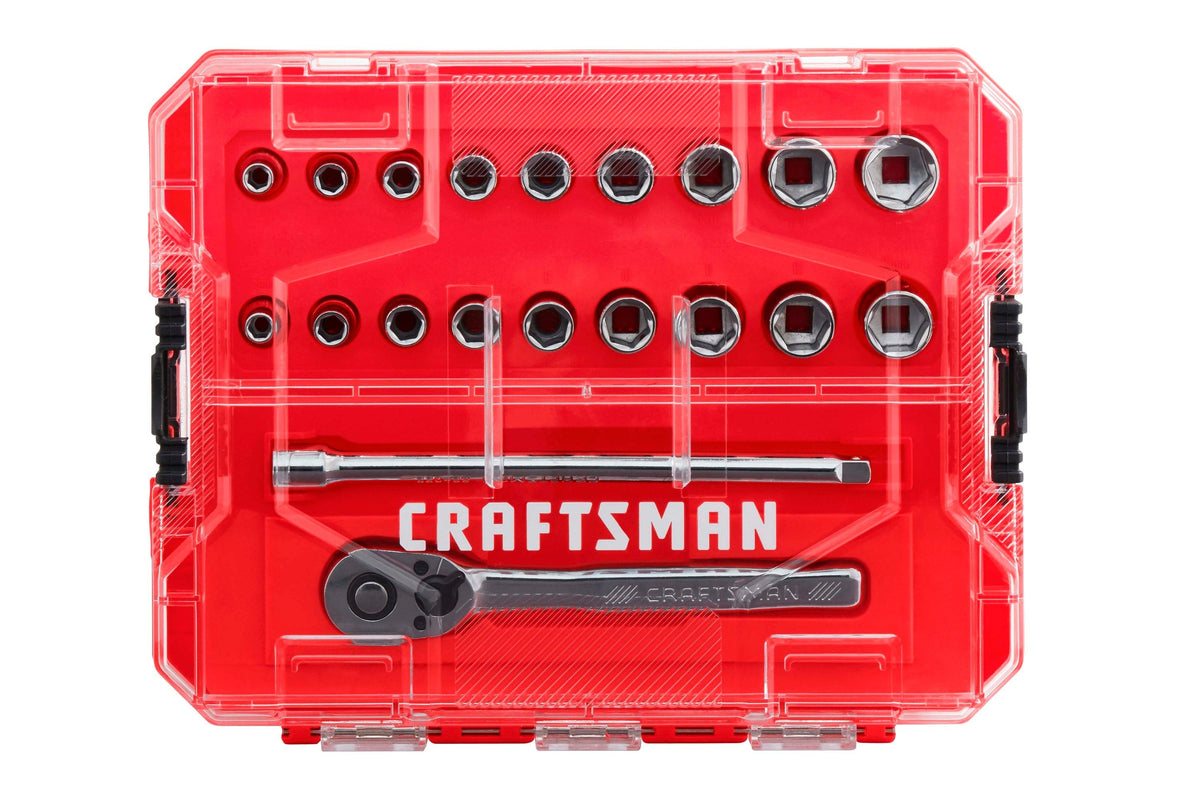 CRAFTSMAN VERSASTACK 20-Piece Standard (SAE) and Metric 1/4-in Drive Mechanics Tool Set, Polished Chrome, Hard Case