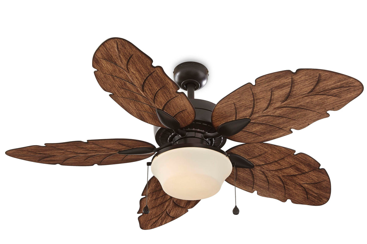 Harbor Breeze Waveport 52-in Weathered Bronze Indoor/Outdoor Ceiling Fan with Light Kit, 5 Blades