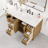 Eviva Graham 42"W x 22"D Oak Bathroom Vanity with White Arabescato Engineered Stone Countertop and Undermount Ceramic Sink