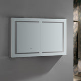 Spazio 48 in. W x 30 in. H Recessed or Surface Mount Medicine Cabinet with LED Lighting and Mirror Defogger - Super Arbor