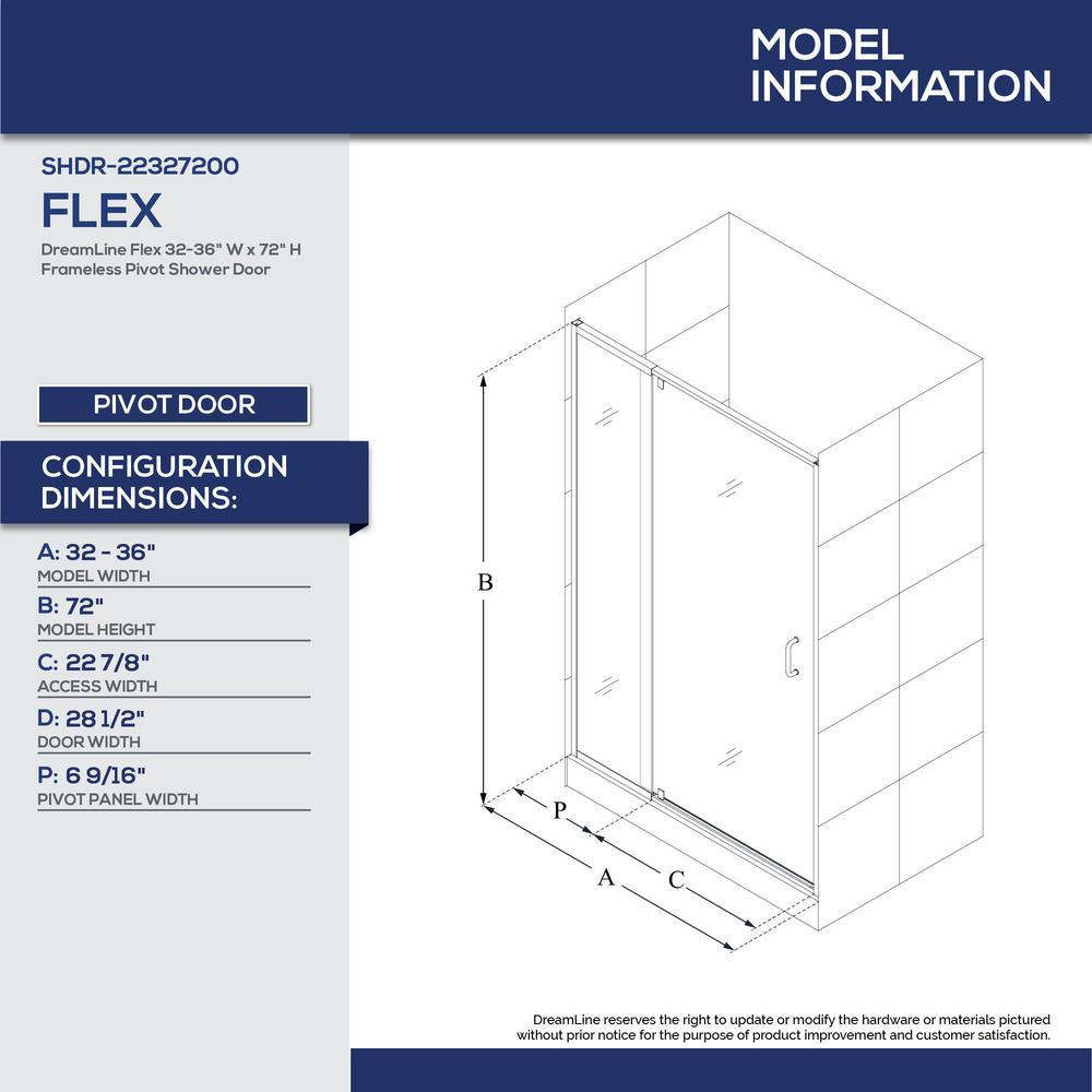 Flex 36 in. x 36 in. x 76.75 in. Pivot Shower Kit Door in Brushed Nickel with Center Drain White Base and Back Walls Kit - Super Arbor