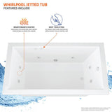 Onyx 5 ft. Rectangular Drop-in Whirlpool Bathtub in White - Super Arbor