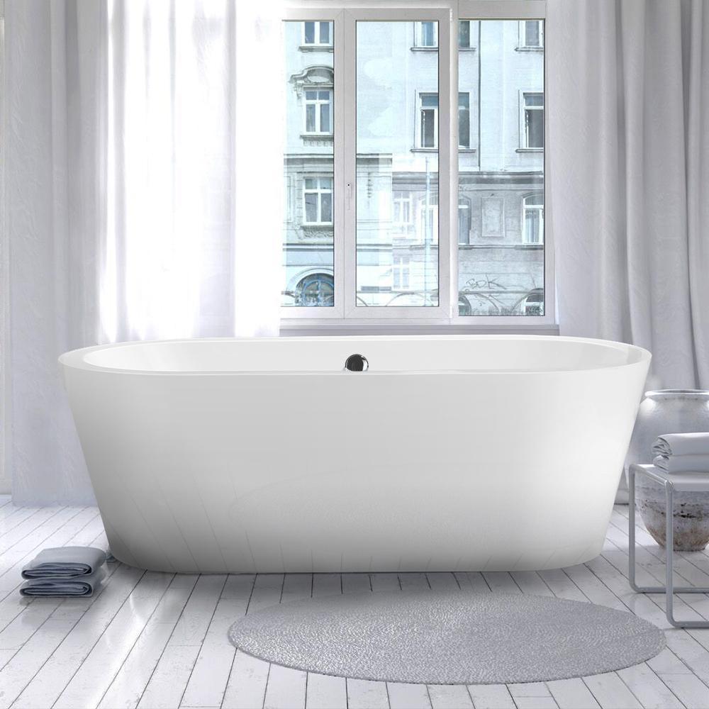 Melania 5.6 ft. Acrylic Flatbottom Non-Whirlpool Bathtub in White - Super Arbor