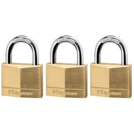 Master Lock 3-Pack 1.55-in Brass Keyed Padlock