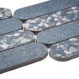 Kobe Fin Ocean Blue Terrazzo Look Matte Porcelain Mosaic Tile - Lux Tile