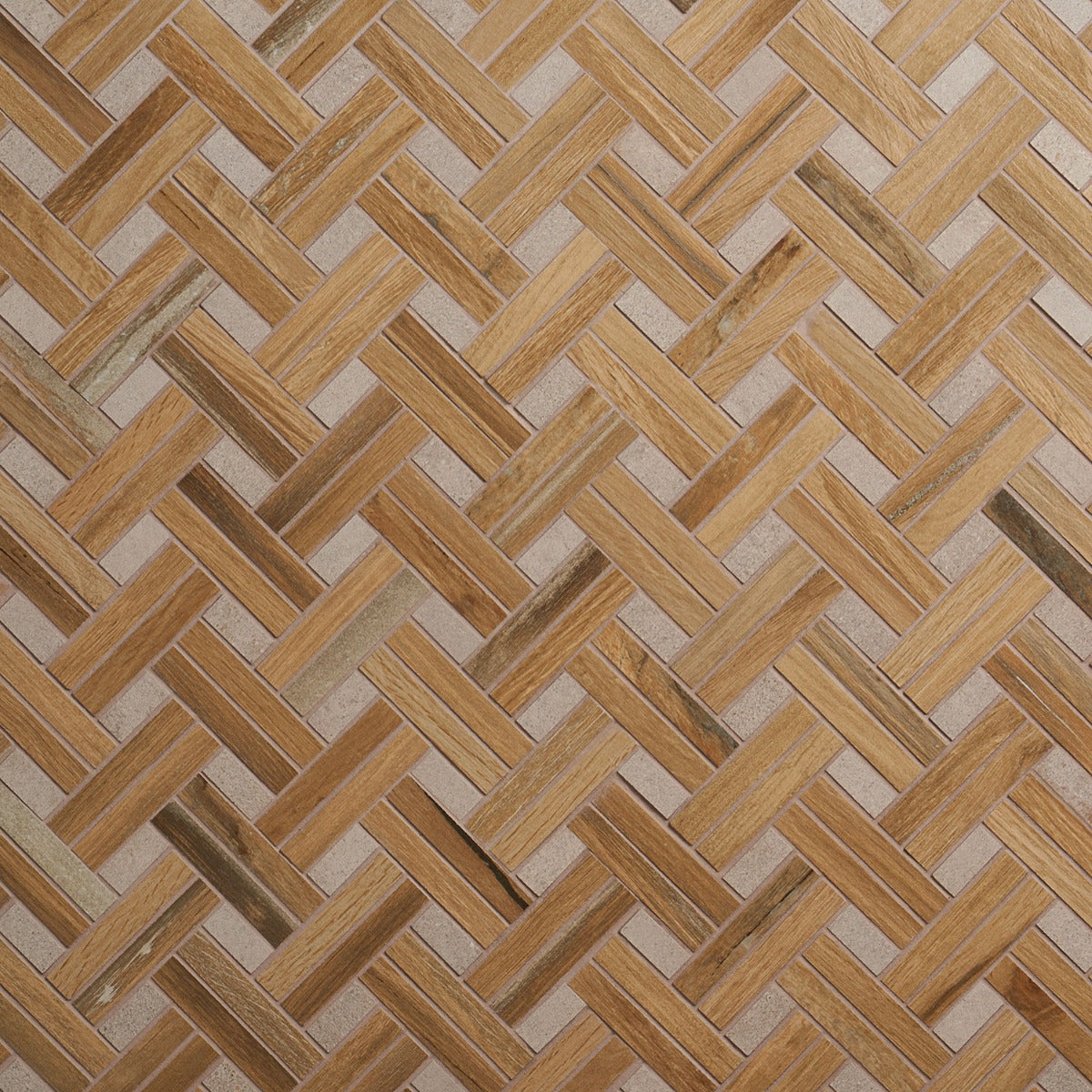 Eternal Birch Brown Basketweave Herringbone Matte Porcelain Mosaic Tile