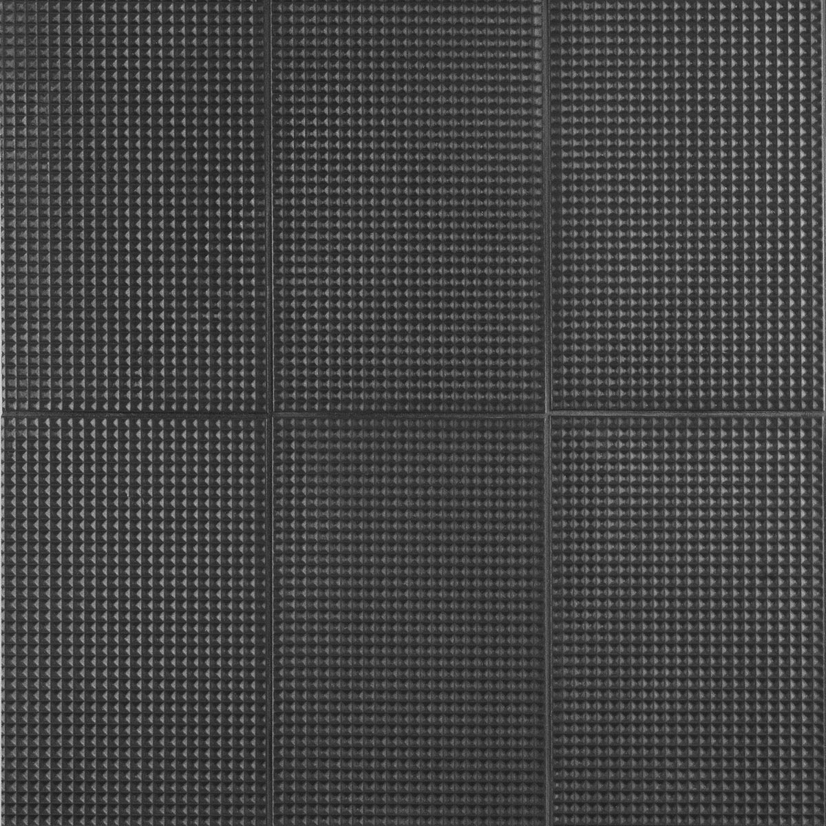 Kinzie Waffle Charcoal Black 8x16 Textured Matte Ceramic Tile by Lux Tile