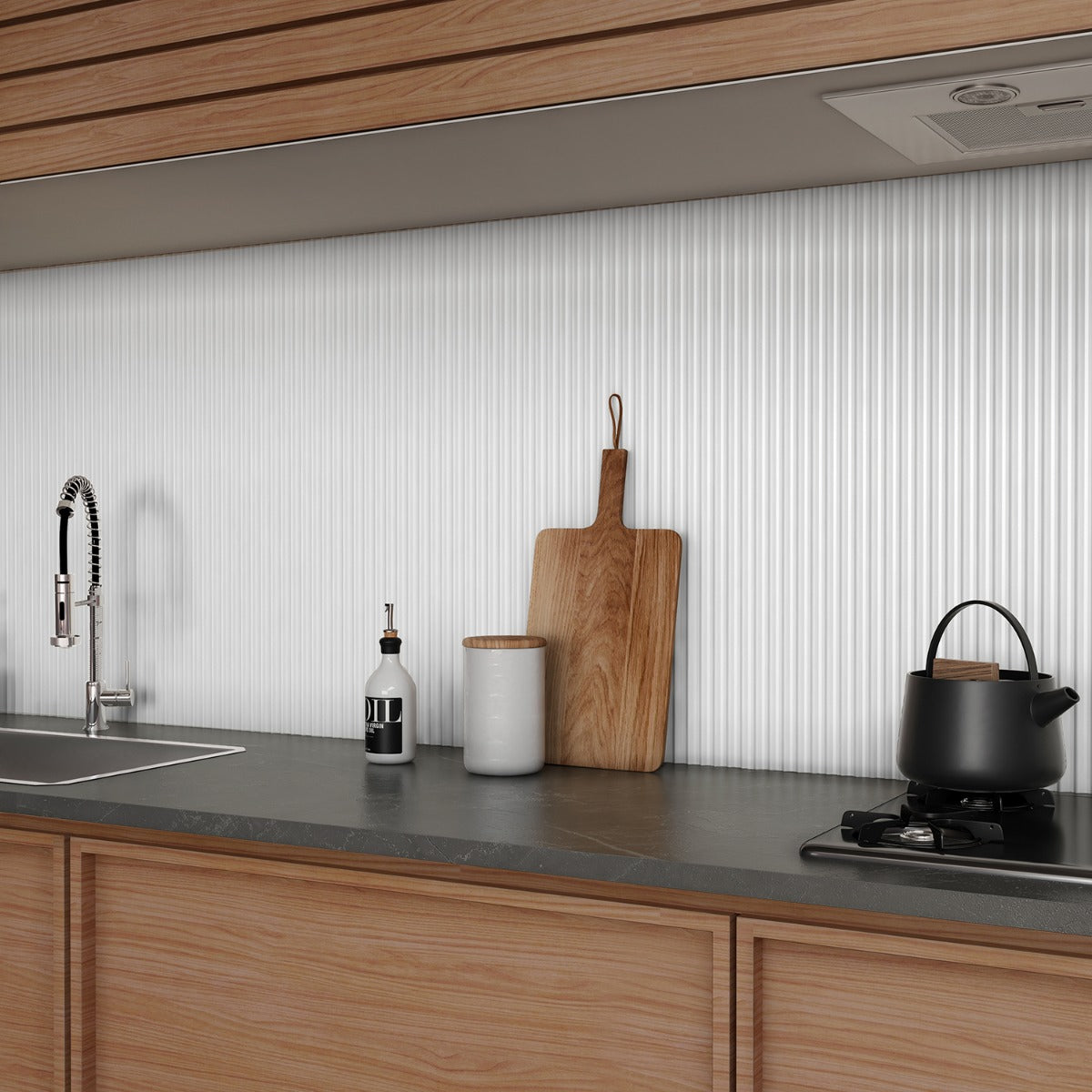 Lux Tile Mod 3D White 12x36 Fluted Matte Ceramic Tile