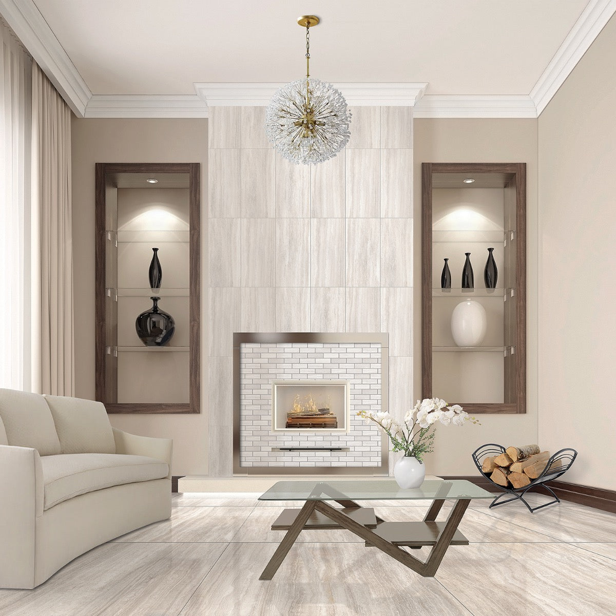 Nashville Beige 12x24 Travertine Look Matte Porcelain Tile by Lux Tile