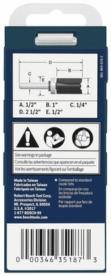 Bosch 1/2-in x 1-in Carbide-Tipped Double-Flute Top-Bearing Straight Trim Router Bit
